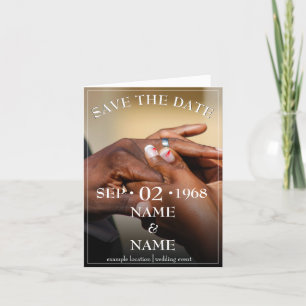 Hands of a wedding couple with a ring announcement