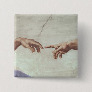 Hands of God and Adam 15 Cm Square Badge