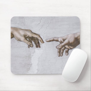 Hands of God and Adam by Michelangelo Mouse Mat