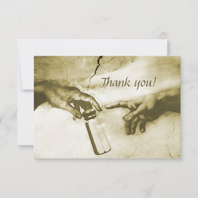 Hands of God and Adam Fine Art Parody  Thank You Card (Front)