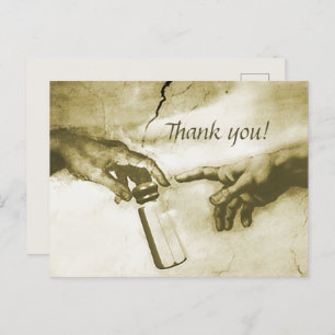 Hands of God and Adam Fine Art Parody Thank You Postcard