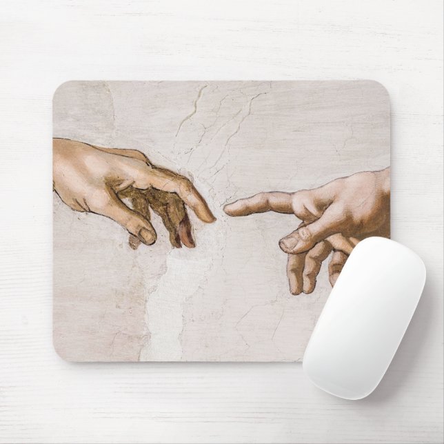 Hands of God the Father and Adam by Michelangelo Mouse Mat (With Mouse)