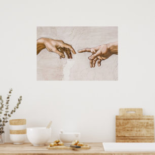Hands of God the Father and Adam by Michelangelo Poster