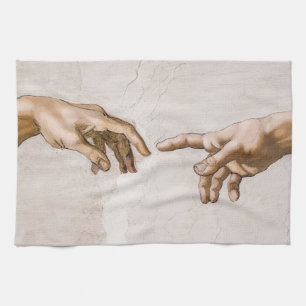 Hands of God the Father and Adam by Michelangelo Tea Towel