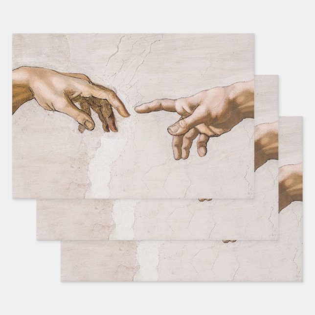 Hands of God the Father and Adam by Michelangelo Wrapping Paper Sheet (Set)