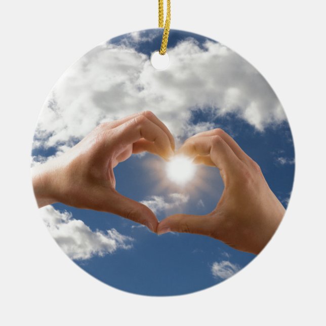 Hands of love ceramic tree decoration (Front)