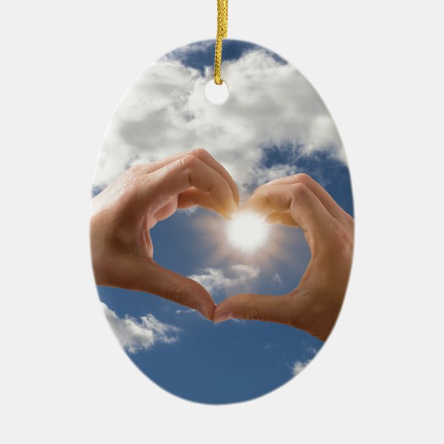 Hands of love ceramic tree decoration (Front)