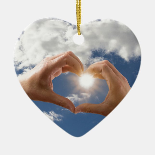 Hands of love ceramic tree decoration (Front)