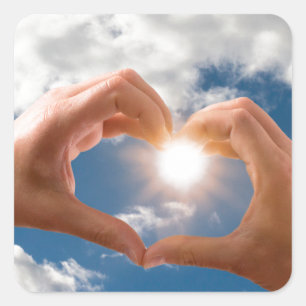 Hands of love square sticker