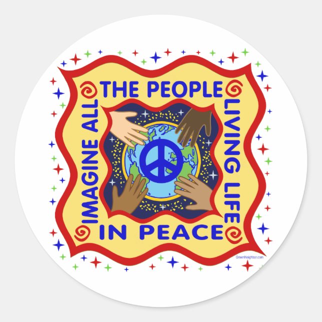 Hands of Peace Classic Round Sticker (Front)