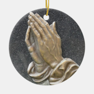 HANDS OF PRAYER CERAMIC TREE DECORATION
