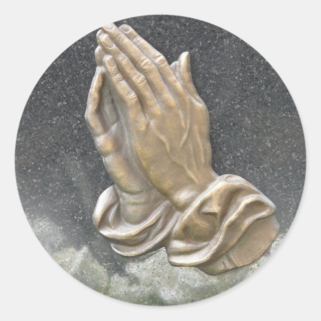 HANDS OF PRAYER CLASSIC ROUND STICKER (Front)
