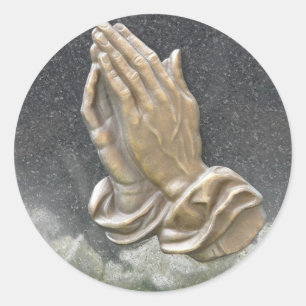 HANDS OF PRAYER CLASSIC ROUND STICKER