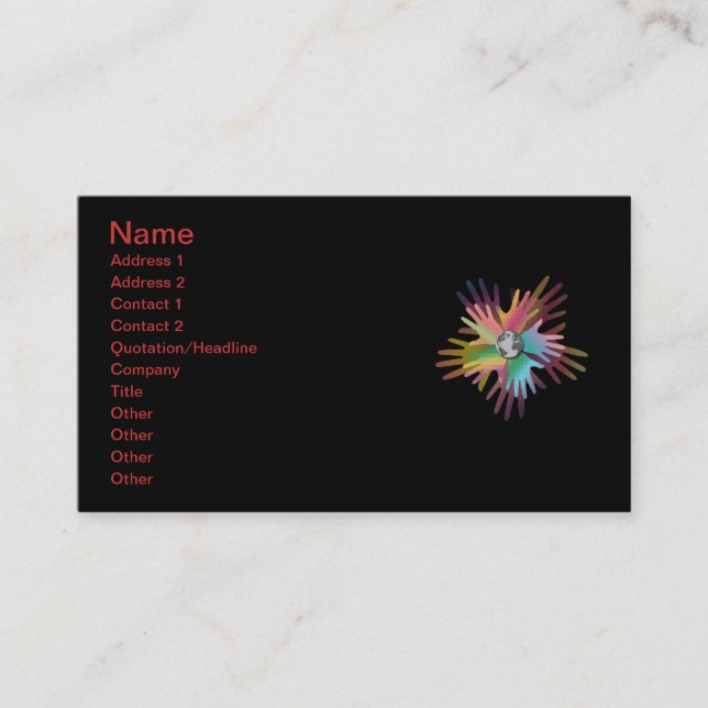 Hands of the World Business Card (Front)