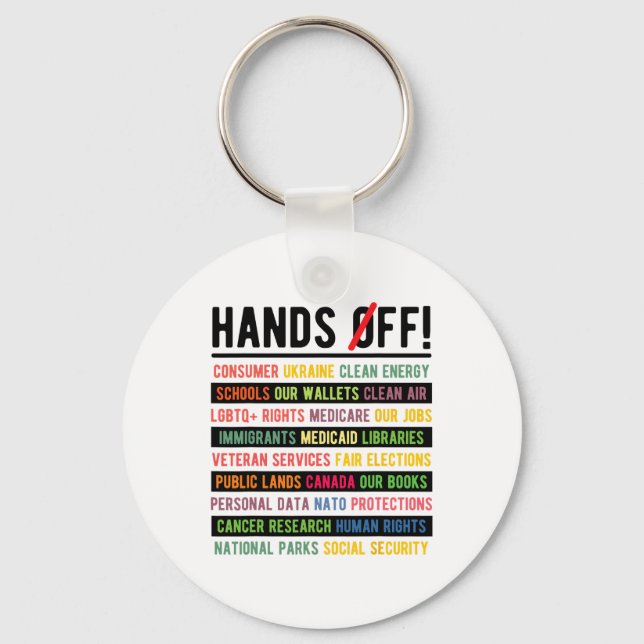 Hands Off Bruh Medicaid Medicare Social Security T Key Ring (Front)