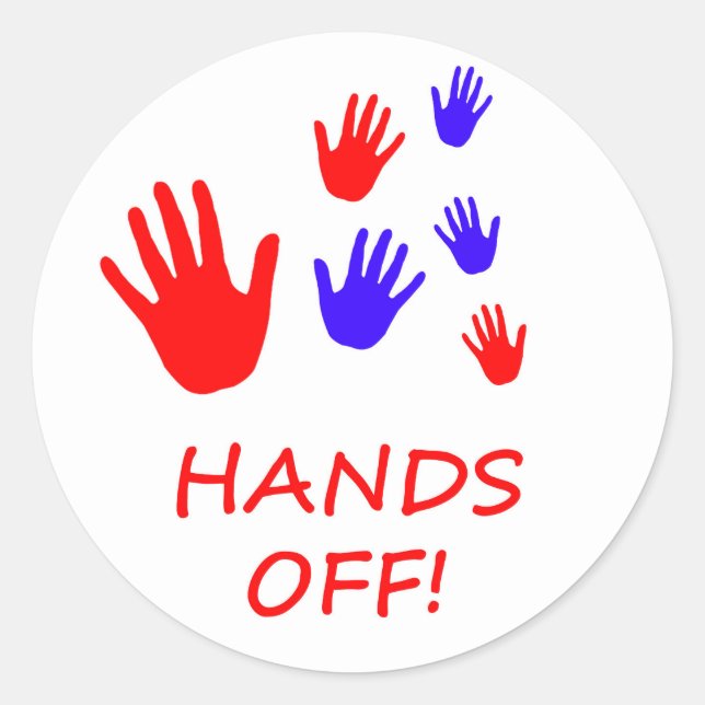 hands off classic round sticker (Front)