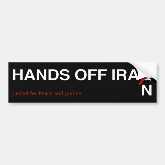 Hands Off Iran Bumper Sticker (Front)