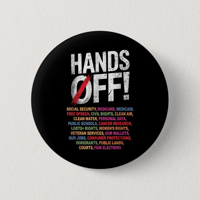 Hands Off My Social Security 2025 Protest  6 Cm Round Badge (Front)