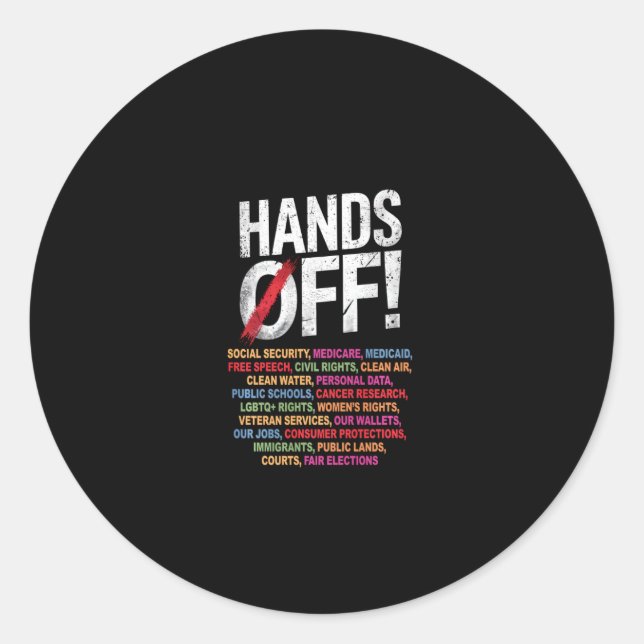 Hands Off My Social Security 2025 Protest Long Sle Classic Round Sticker (Front)