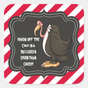 Hands off Old Buzzard's Christmas candy sticker