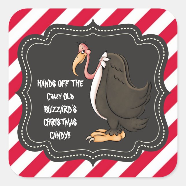 Hands off Old Buzzard's Christmas candy sticker (Front)