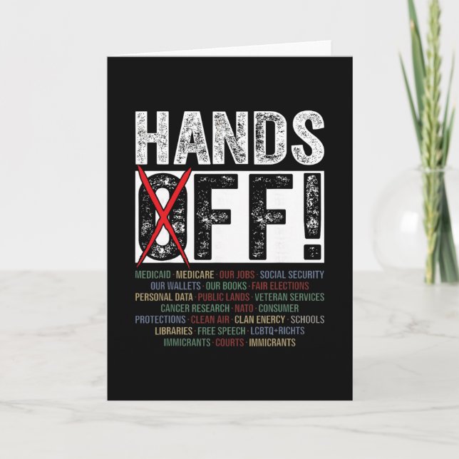 Hands Off Our Rights Protect Democracy  Card (Front)