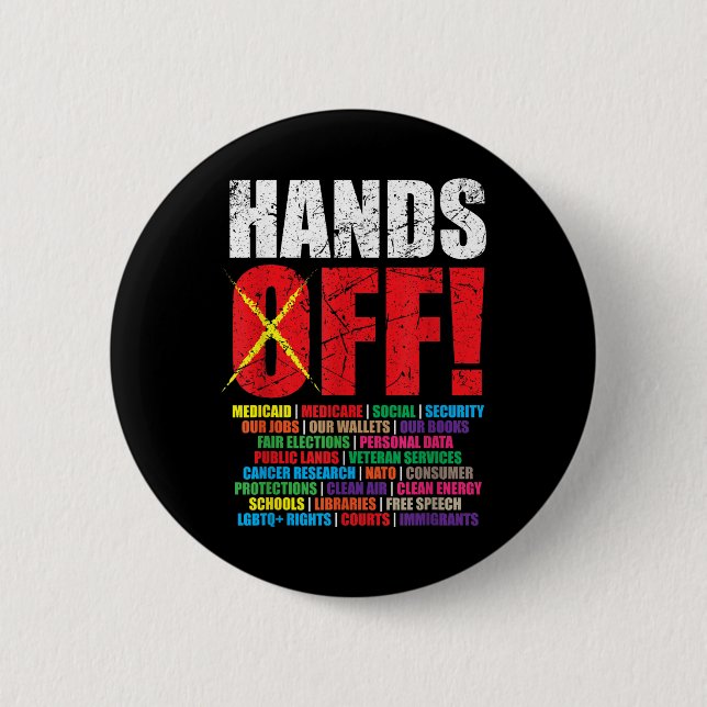 Hands Off Protest 2025 Activist Protest  6 Cm Round Badge (Front)