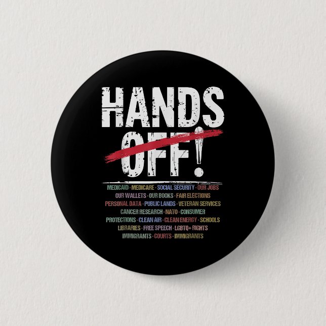Hands Off Protest  6 Cm Round Badge (Front)