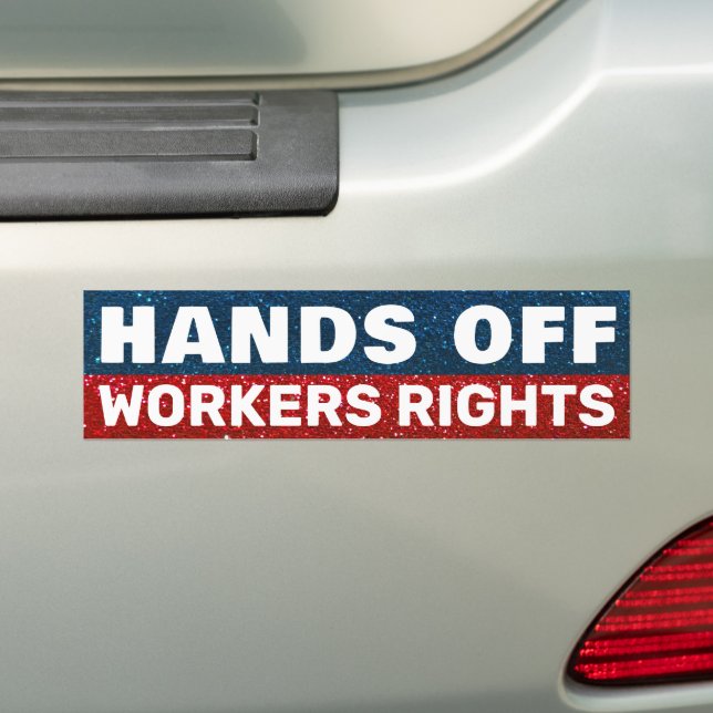Hands Off Protest American Glitter Red White Blue Bumper Sticker (On Car)