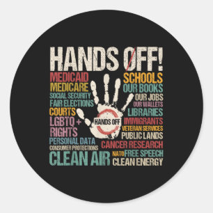 Hands Off Protest Classic Round Sticker