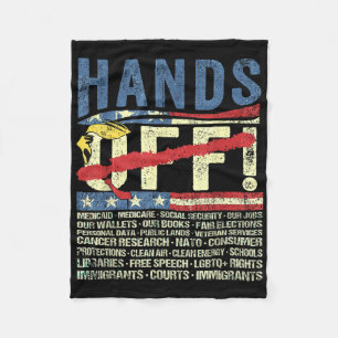 Hands Off Protest Funny Trump Retro For Men Women Fleece Blanket