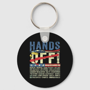 Hands Off Protest Funny Trump Retro For Men Women Key Ring