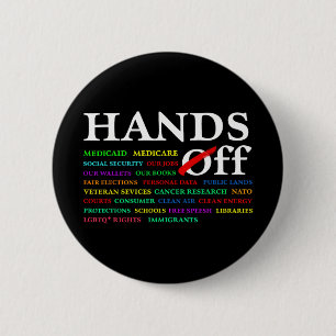 Hands Off Protest Saturday April 5 Men Women 7 6 Cm Round Badge
