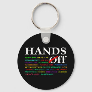 Hands Off Protest Saturday April 5 Men Women 7  Key Ring