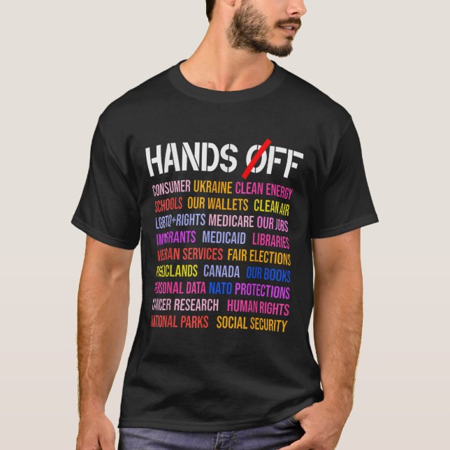 Hands Off Protest Saturday April 5 Men Women  T-Shirt (Front)