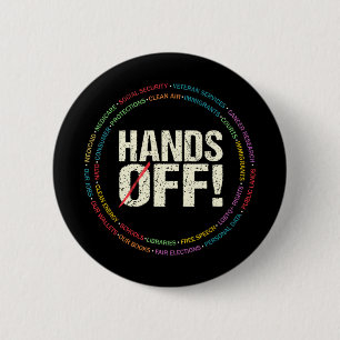 Hands Off Protest Social Security And Medicare Pro 6 Cm Round Badge