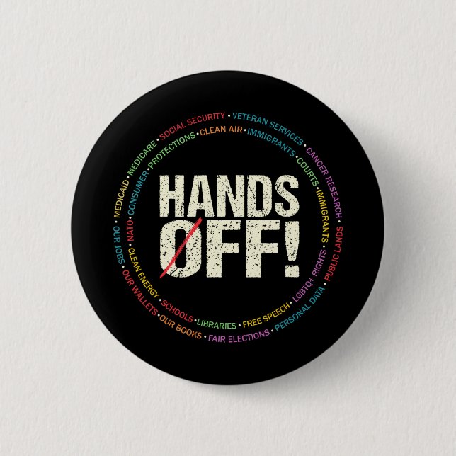Hands Off Protest Social Security And Medicare Pro 6 Cm Round Badge (Front)