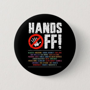 Hands Off Protest Social Security And Medicare Pro 6 Cm Round Badge