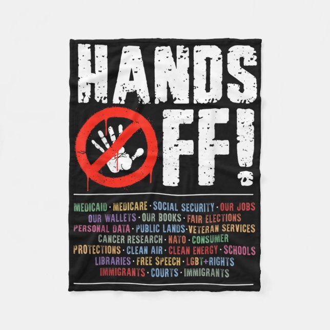 Hands Off Protest Social Security And Medicare Pro Fleece Blanket (Front)