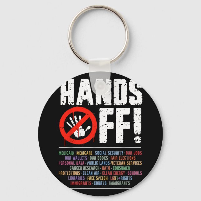 Hands Off Protest Social Security And Medicare Pro Key Ring (Front)