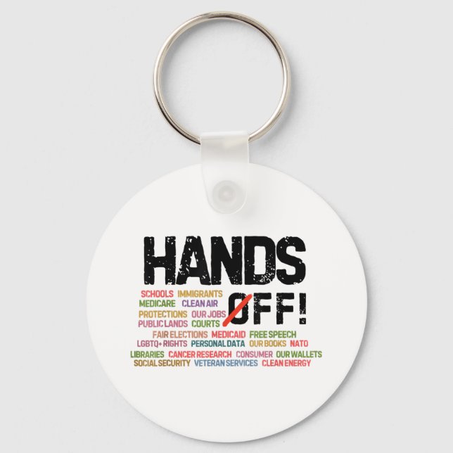 Hands Off Protest Social Security And Medicare Pro Key Ring (Front)