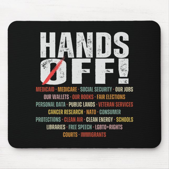 Hands Off Protest Social Security And Medicare Pro Mouse Mat (Front)