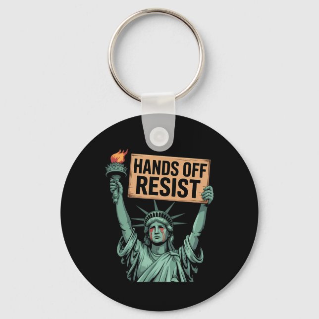 Hands Off Protest Social Security Medicare Protest Key Ring (Front)