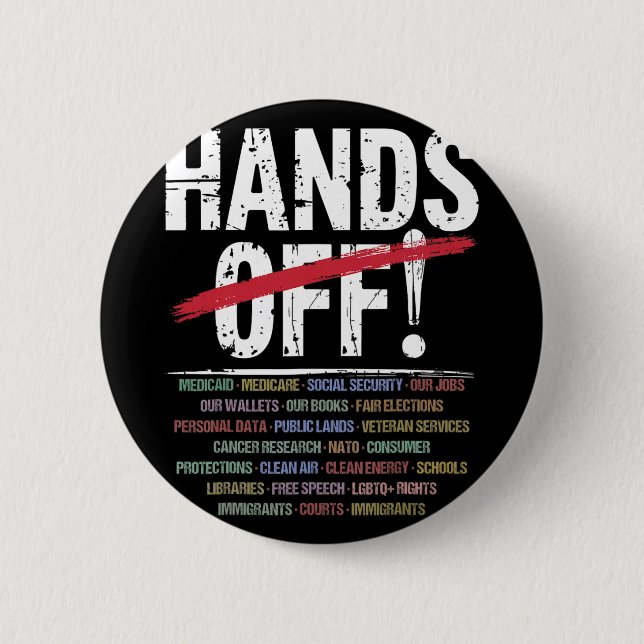 Hands Off Protest T-shirt2.png  6 Cm Round Badge (Front)