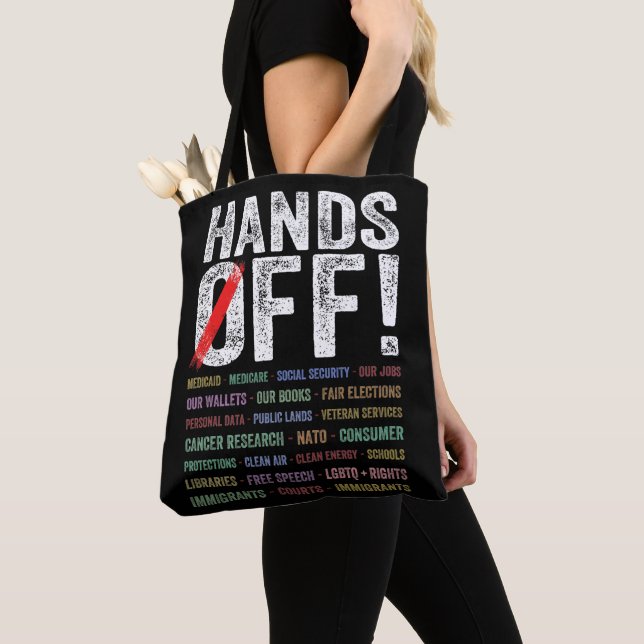 Hands Off Protest Tote Bag (Close Up)