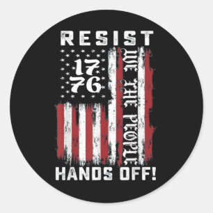 Hands Off Protest, Usa Flag Classic Round Sticker