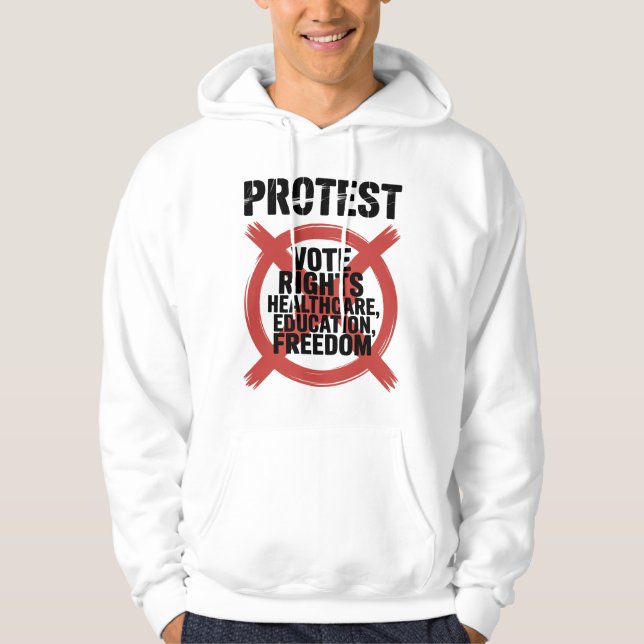Hands Off Protest Vote Rights Healthcare Education Hoodie (Front)