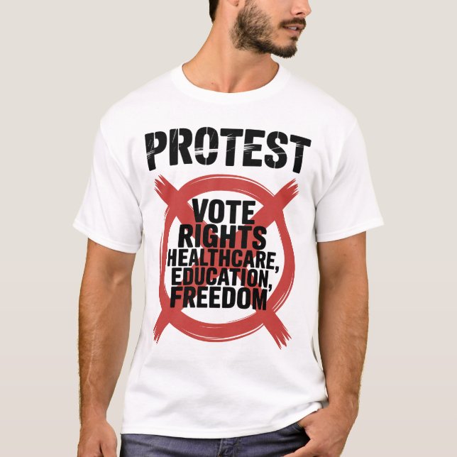 Hands Off Protest Vote Rights Healthcare Education T-Shirt (Front)