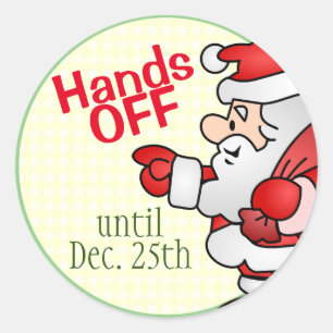 "Hands OFF" Santa Claus Christmas Classic Round Sticker