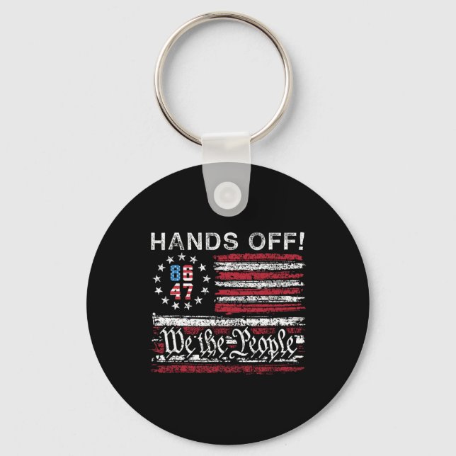 Hands Off Social Security Medicare Medicaid Protes Key Ring (Front)